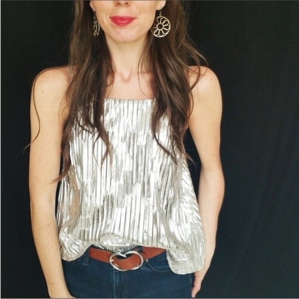 Anthropologie Maeve Shine On Shimmering Halter Tank M NWT